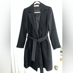 Zara XS Black Belted Coat